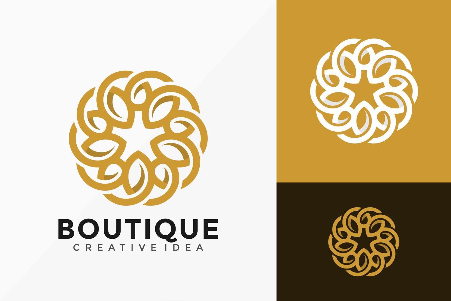 Luxuslinie Kunstblumenboutique-Logo-Vektordesign. abstraktes Emblem, Designkonzept, Logos, Logoelement für Vorlage. vektor