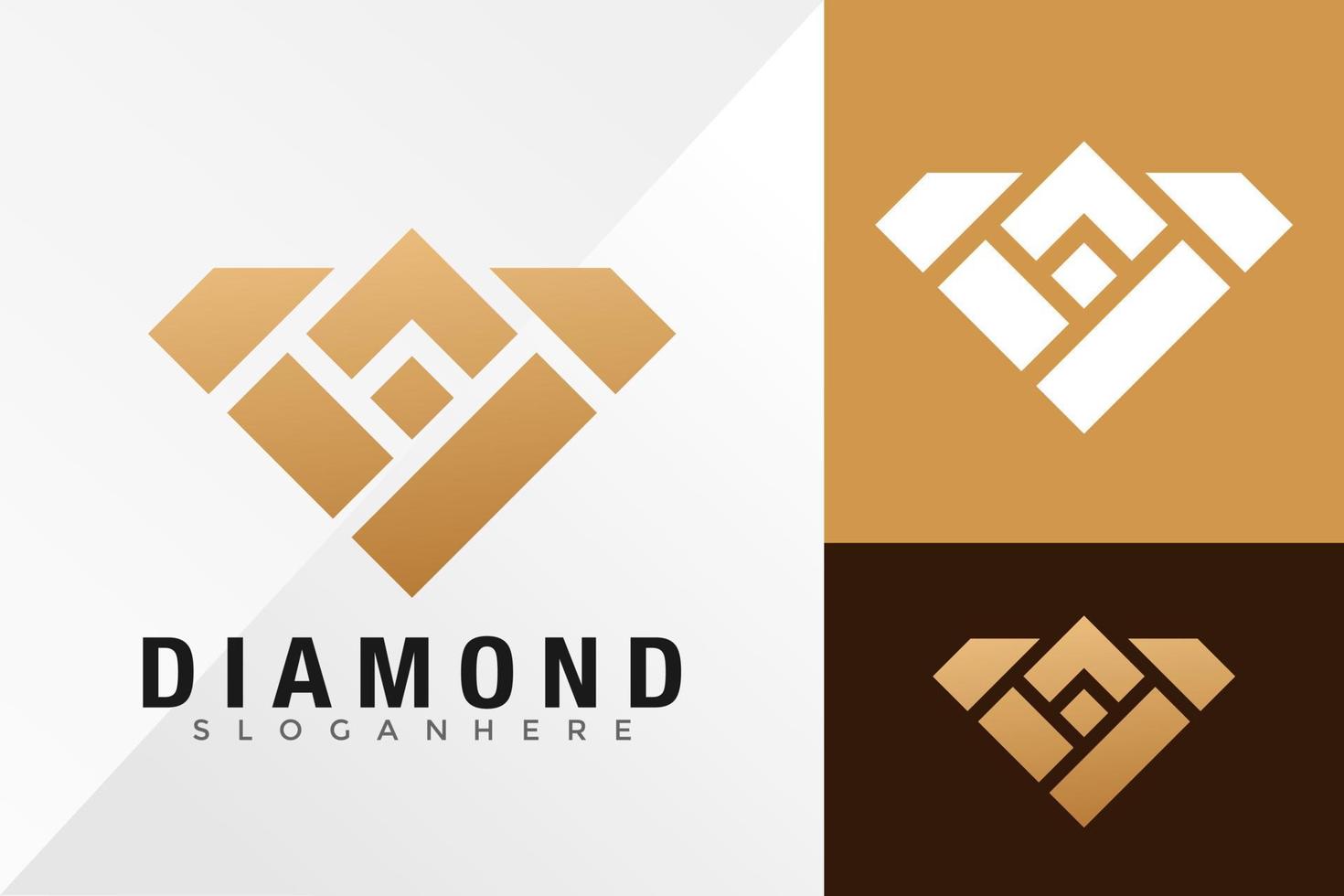 lyx diamant rose logotyp design vektor illustration mall