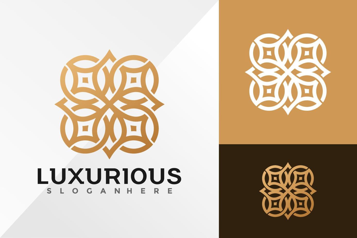 Luxus-Blumenornament-Logo-Design-Vektor-Illustration-Vorlage vektor