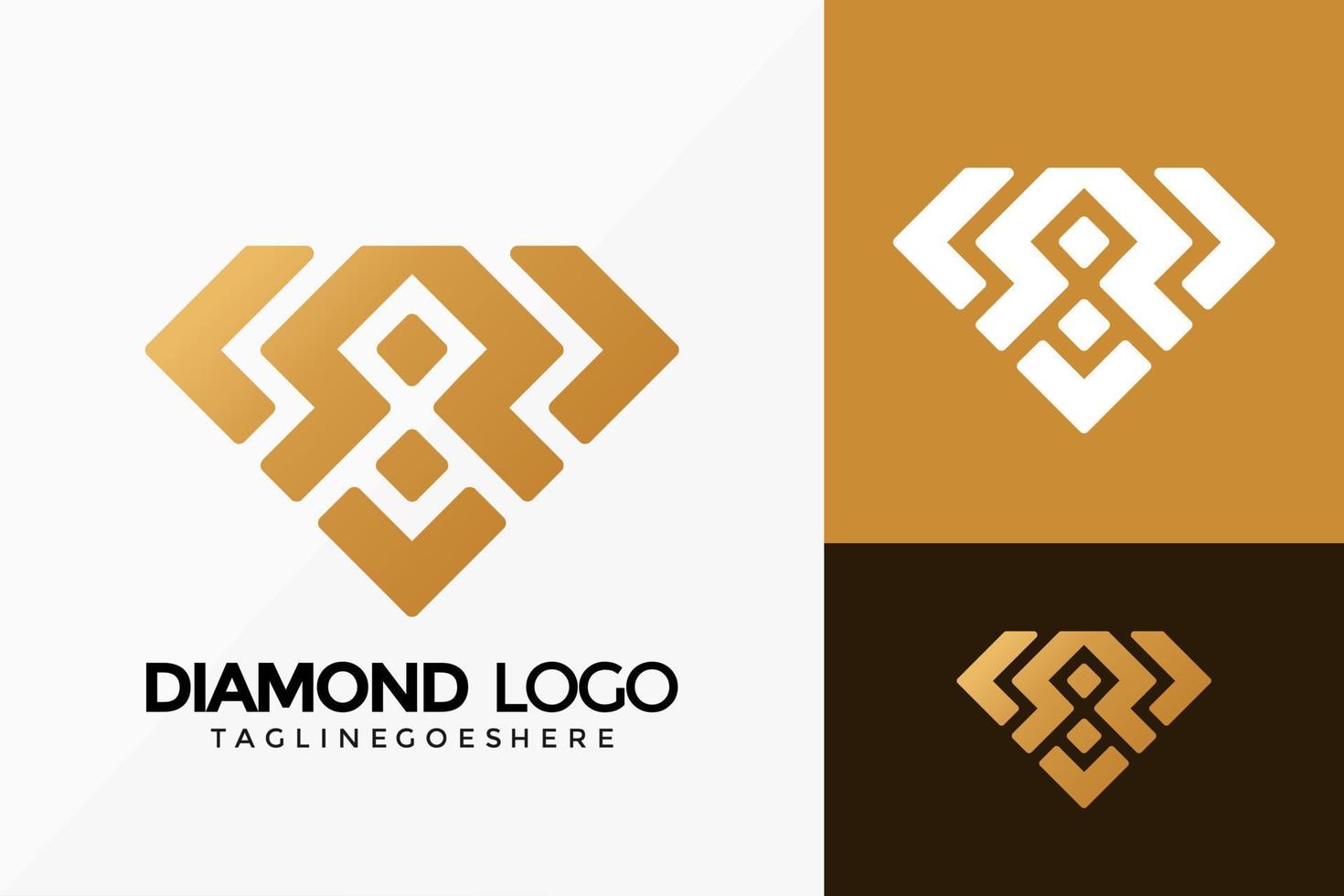 premium gyllene diamant ädelsten logotyp vektor design. abstrakt emblem, designkoncept, logotyper, logotypelement för mall.