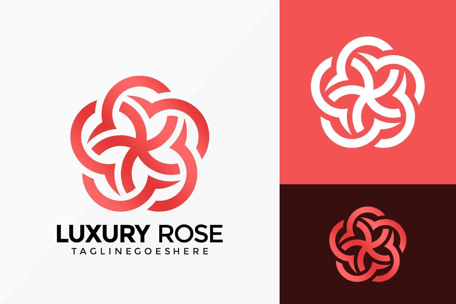 Luxus-Rose-Logo-Vektor-Design. Markenidentitätsemblem, Designkonzept, Logos, Logoelement für Vorlage. vektor