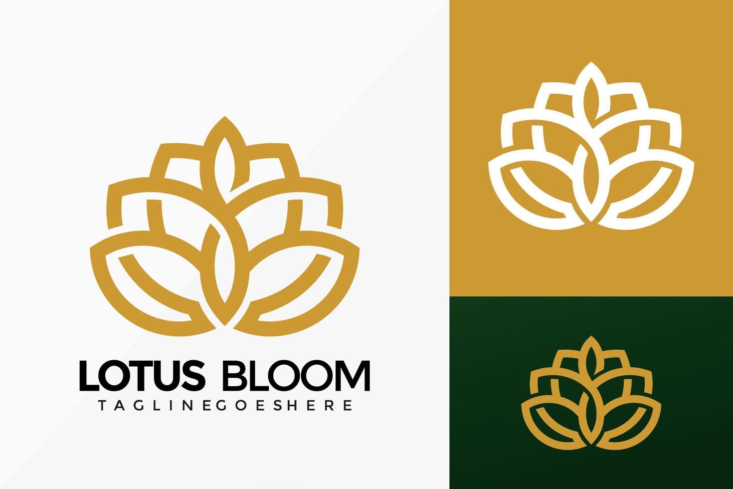 premium lyx lotusblom logotyp vektordesign. abstrakt emblem, designkoncept, logotyper, logotypelement för mall. vektor