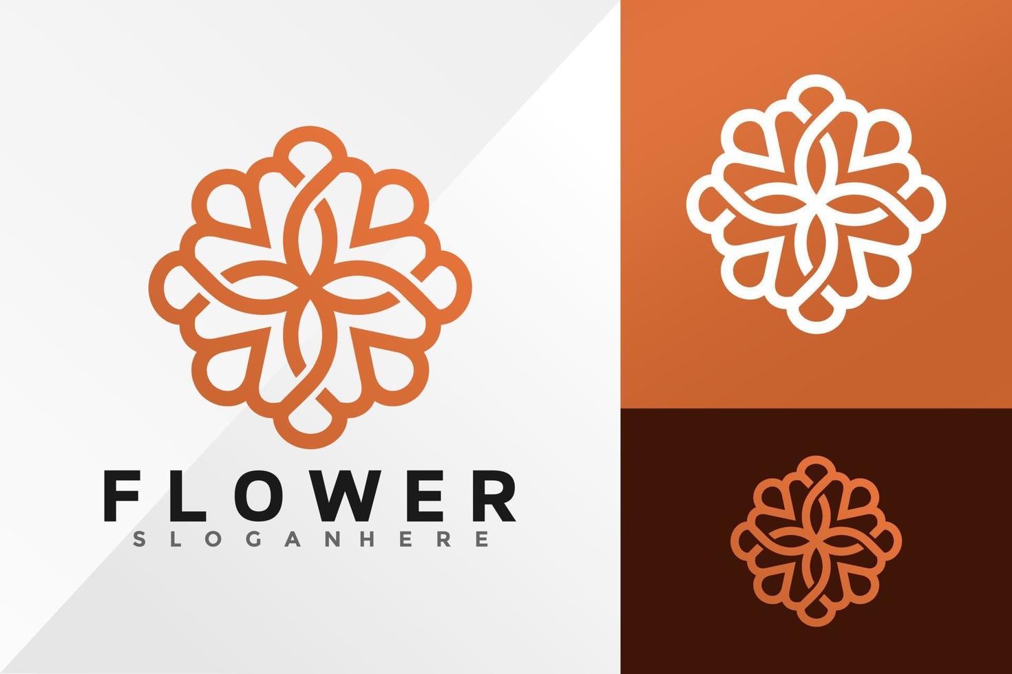 blomma linje logotyp design vektor illustration mall