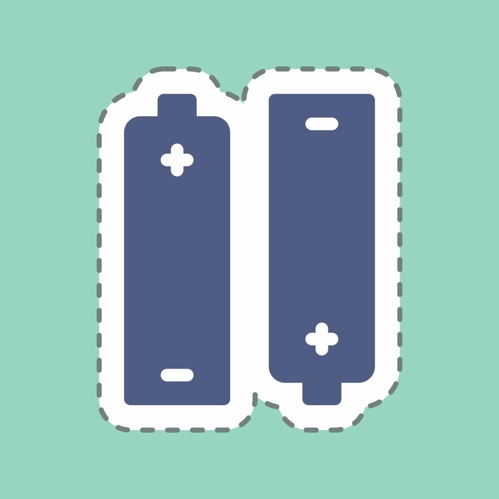 klistermärke batterier - linje cut - enkel illustration, redigerbar linje vektor