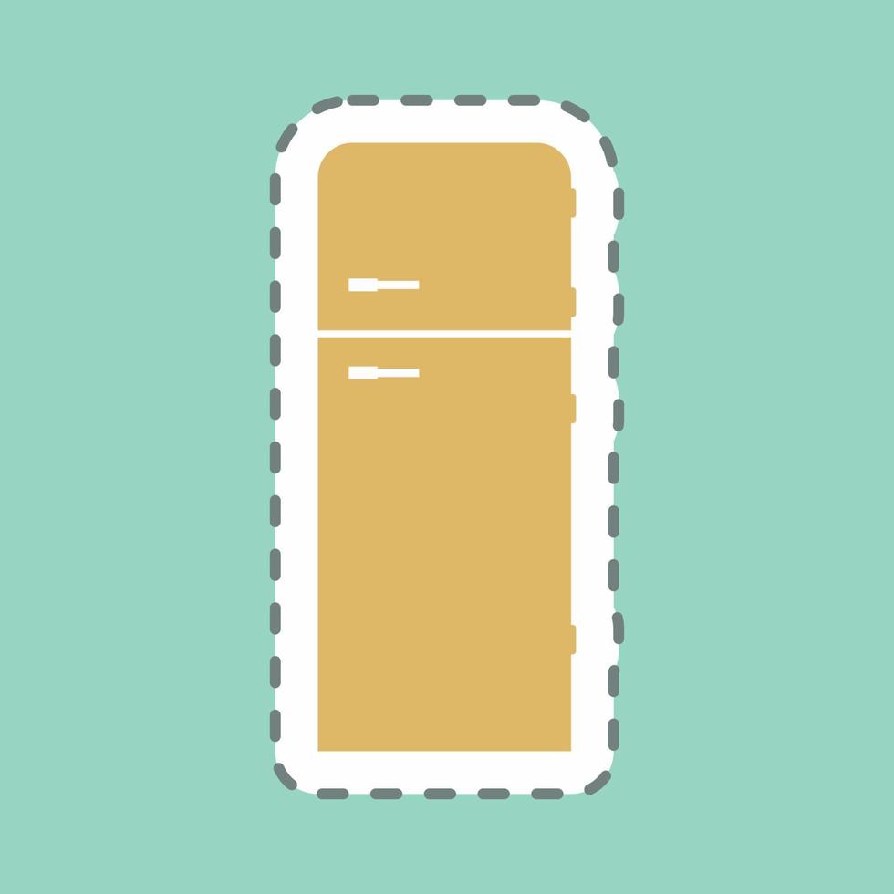 klistermärke kylskåp - linjeklippning - enkel illustration, redigerbar linje vektor