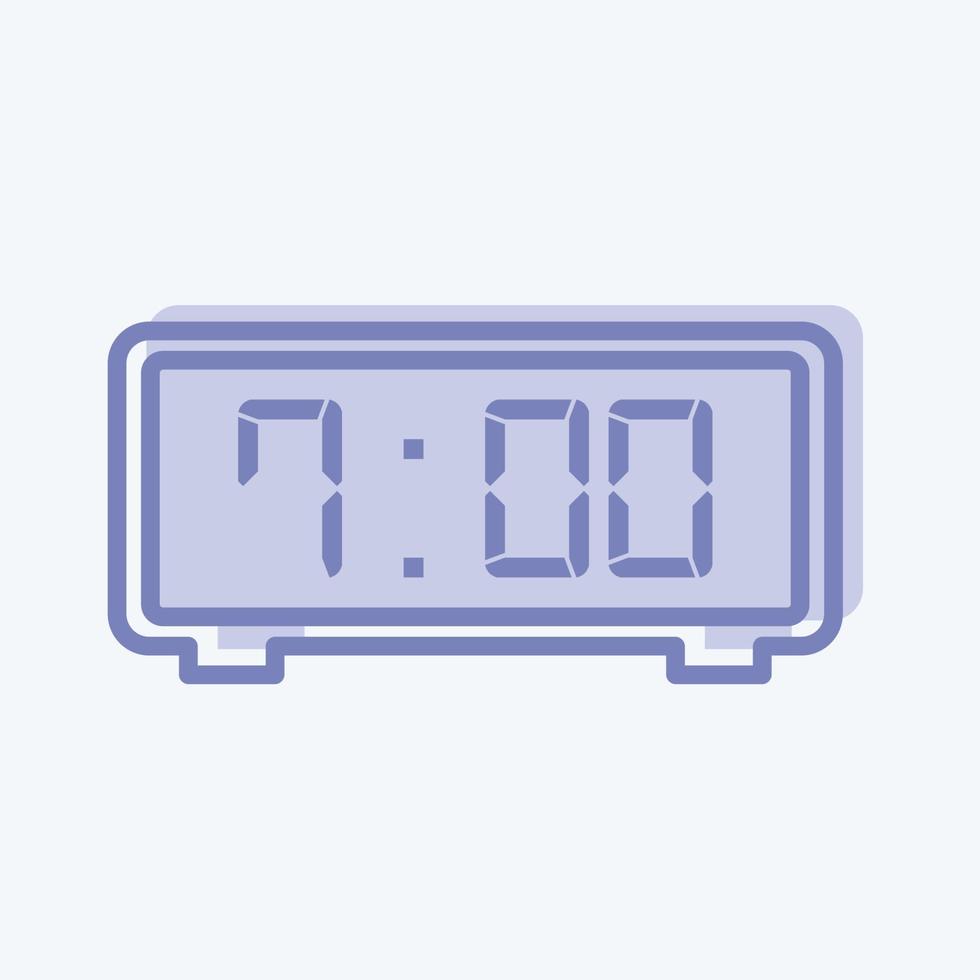 ikon digital klocka - tvåtonsstil - enkel illustration, redigerbar linje vektor