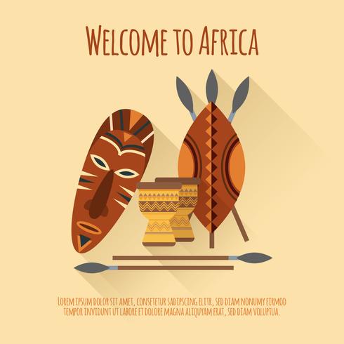 Afrika välkommen platt ikonaffisch vektor