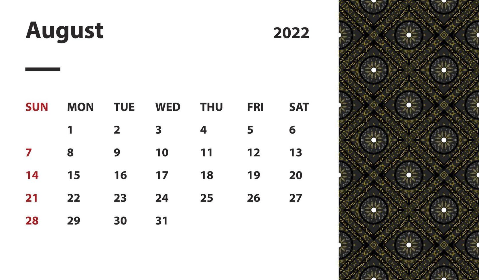 bakgrund tapet layout kalender kontor tid dagbok 2022 nyår mall ikon logotyp mönster dag månad stil dagbok platt designelement svart vintage företag säsong nummer datum söndag element vit vektor