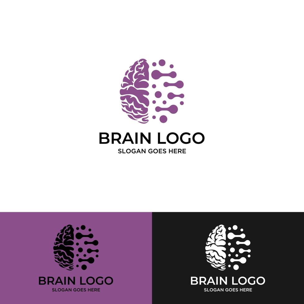 hjärnan logotyp design illustration, utbildning logotyp vektor