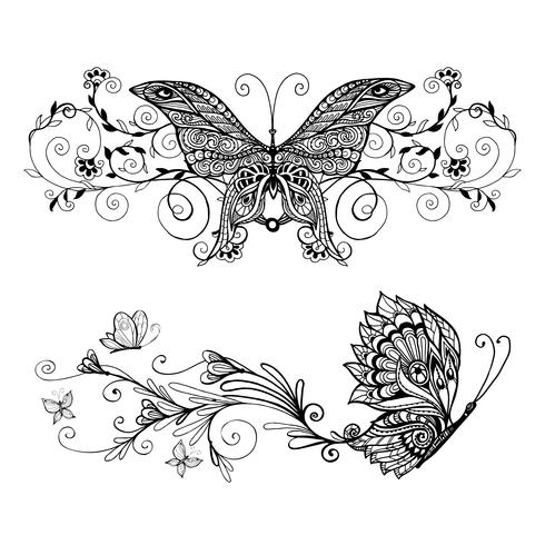 Dekorativa Butterflies Set vektor