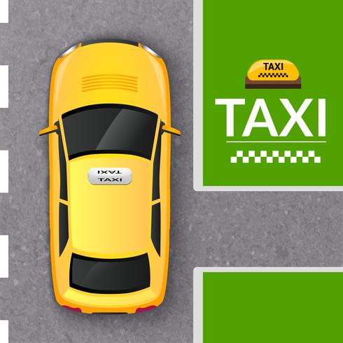 Gelbe Draufsichtfahne des Taxis vektor