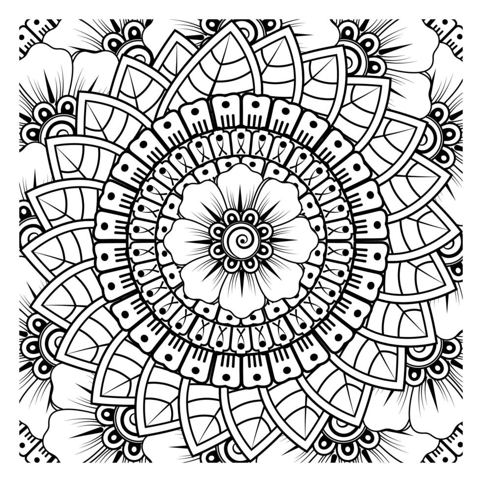 Mehndi-Blume für Henna, Mehndi, Tätowierung, Dekoration. dekoratives Ornament im ethnisch-orientalischen Stil, Doodle-Ornament, Umrisshand zeichnen. Malbuchseite. vektor