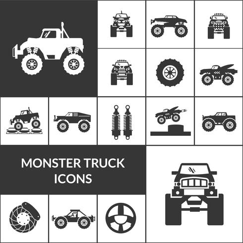 Monster Truck Icons Set vektor