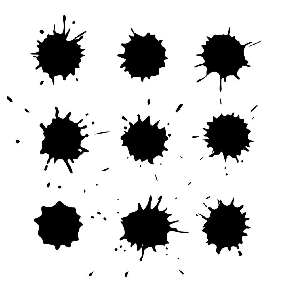 smutsiga konst handritad grunge blots som isolerad på vit bakgrund. bläckfläckar för abstrakta bakgrunder och texturer. vektor