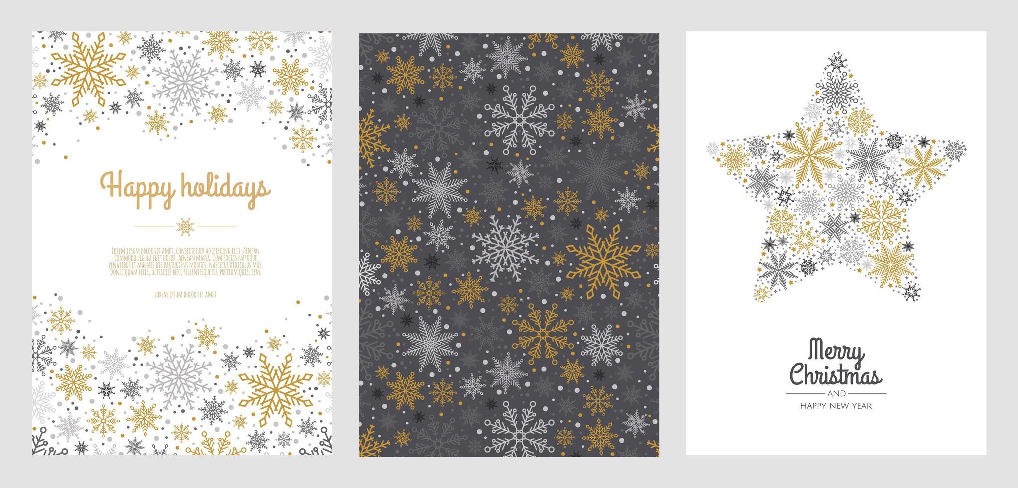 Set Frohe Weihnachten abstrakte Karte mit Schneeflocke. Weihnachtsverkauf, Feiertags-Webbanner. vektor