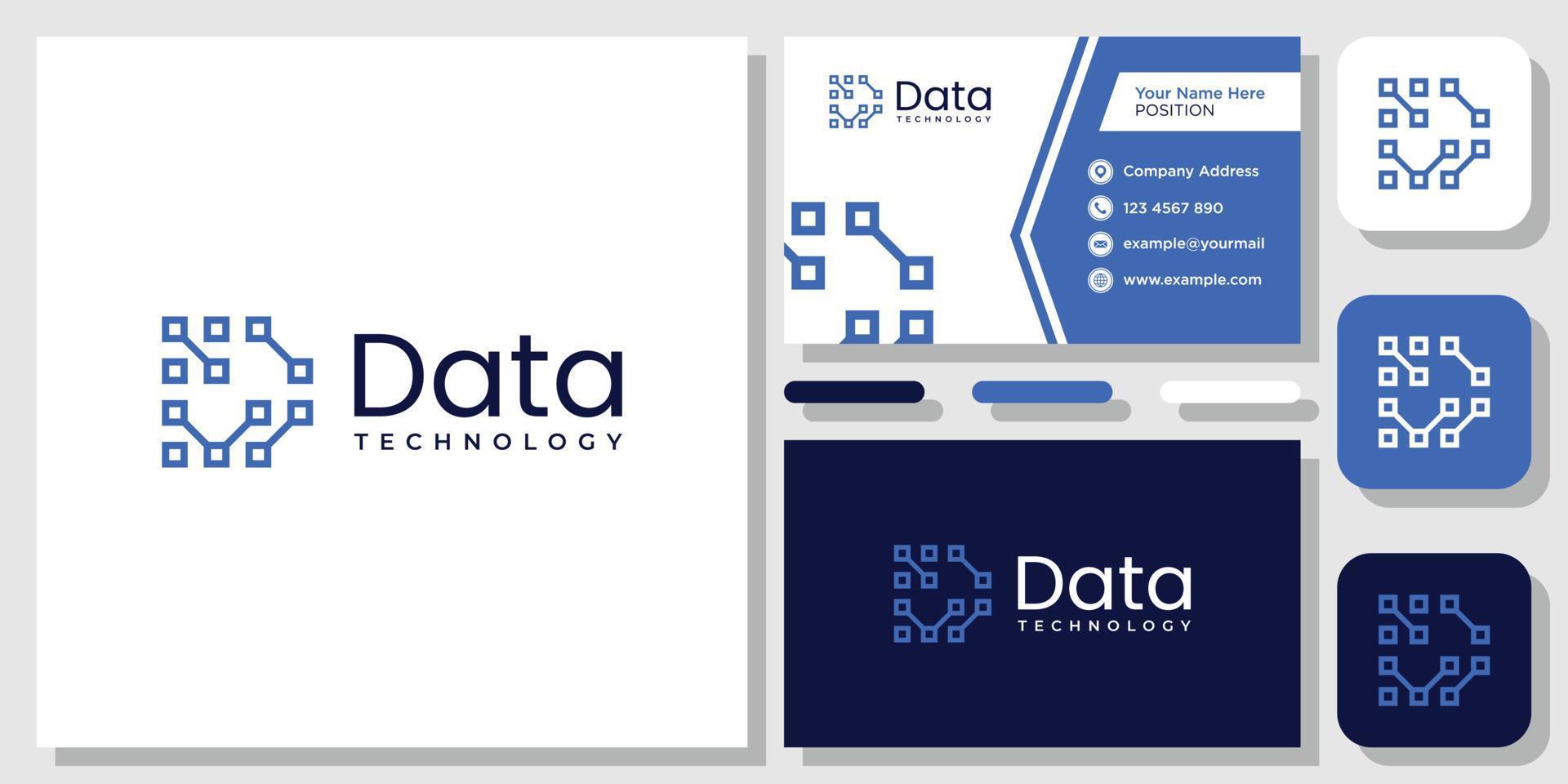 Anfangsbuchstabe d abstrakte digitale Technologie blau modernes Logo Design Inspiration mit Vorlage Visitenkarte vektor