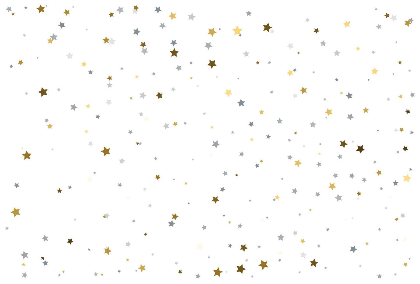 digitales Weihnachtspapier mit goldenen und silbernen Sternen. Konfetti zur Feier des silbernen und goldenen Sterns. vektor