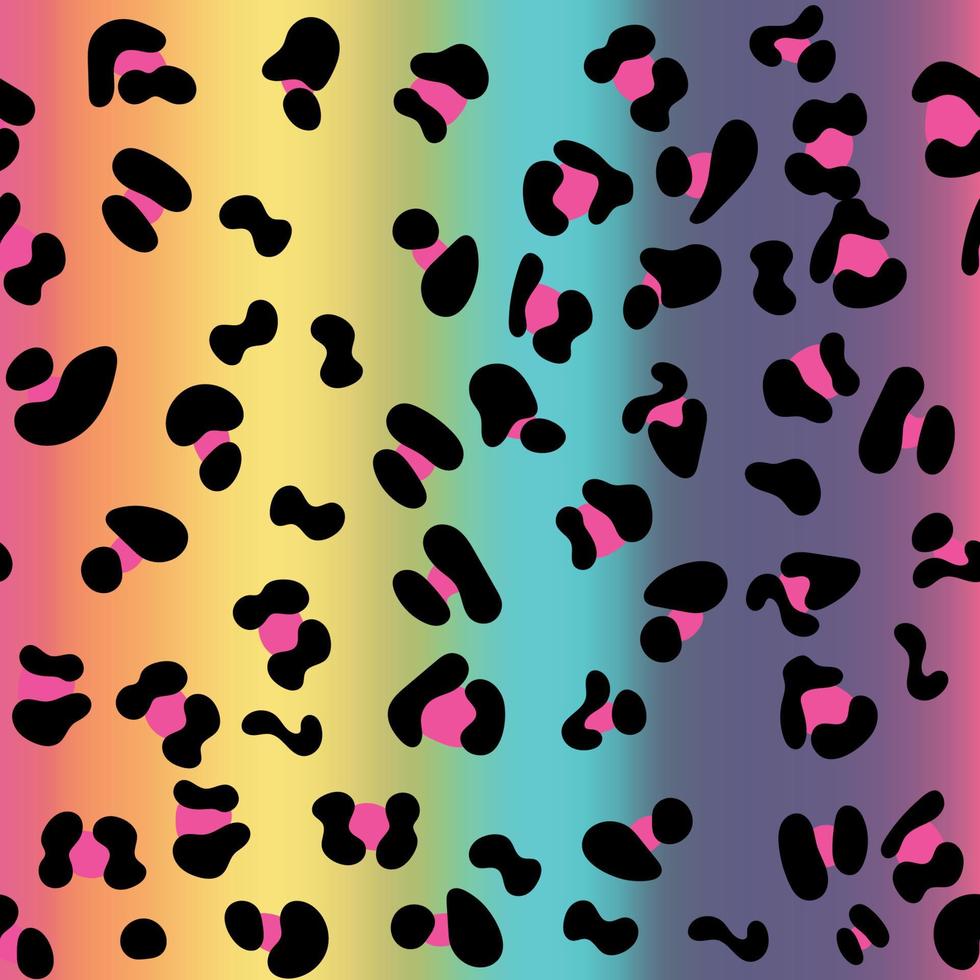 färgglada leopard sömlösa mönster. claassic regnbåge färgad gradient bakgrund. vektor