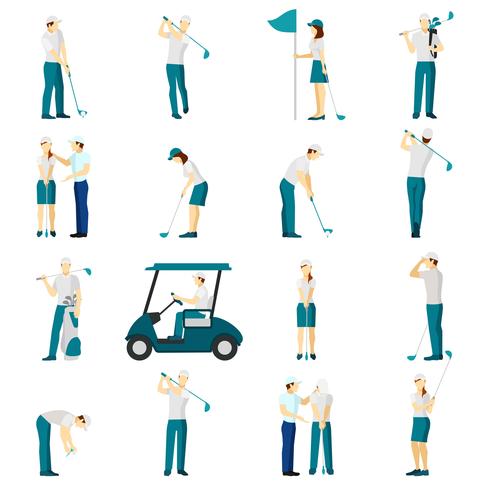 Golf-Leute-Flachsatz vektor