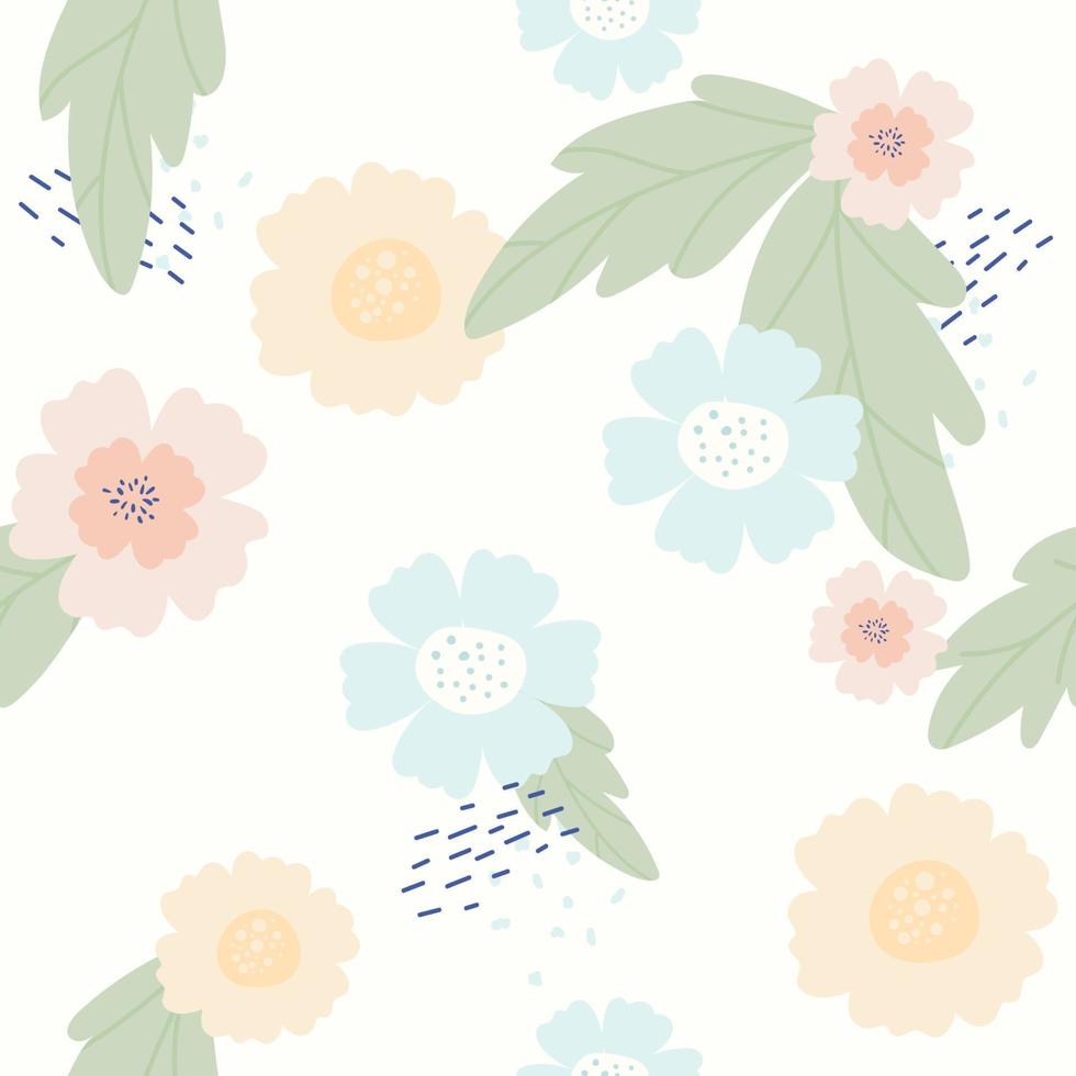 söta mönster i blomma. seamless mönster. färgglada blommor. blå bakgrund. blommig bakgrund. elegant mallen för modetryck. vektor