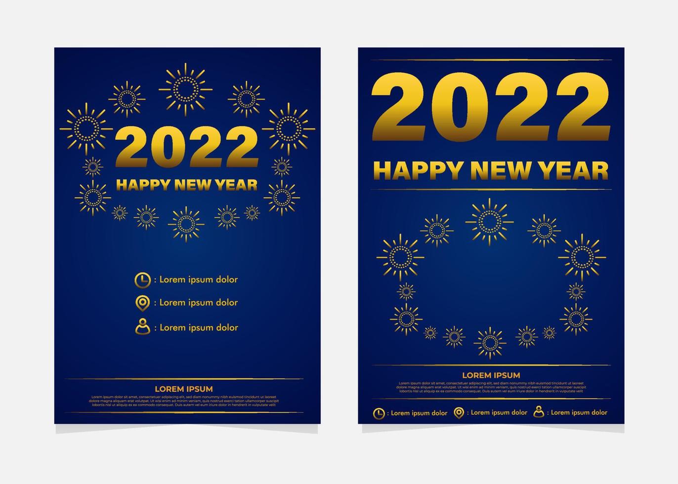 blaue und goldene Neujahrsfeier Flyer Vorlage vektor