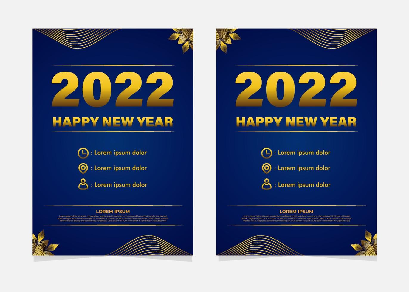 blaue und goldene Neujahrsfeier Flyer Vorlage vektor