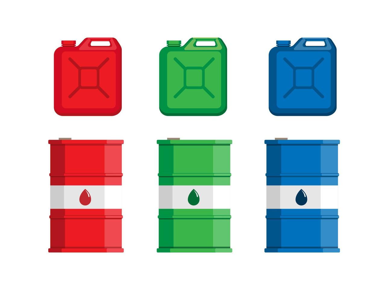 jerry can och trumma kan bensin olja ikon symbol set platt illustration vektor