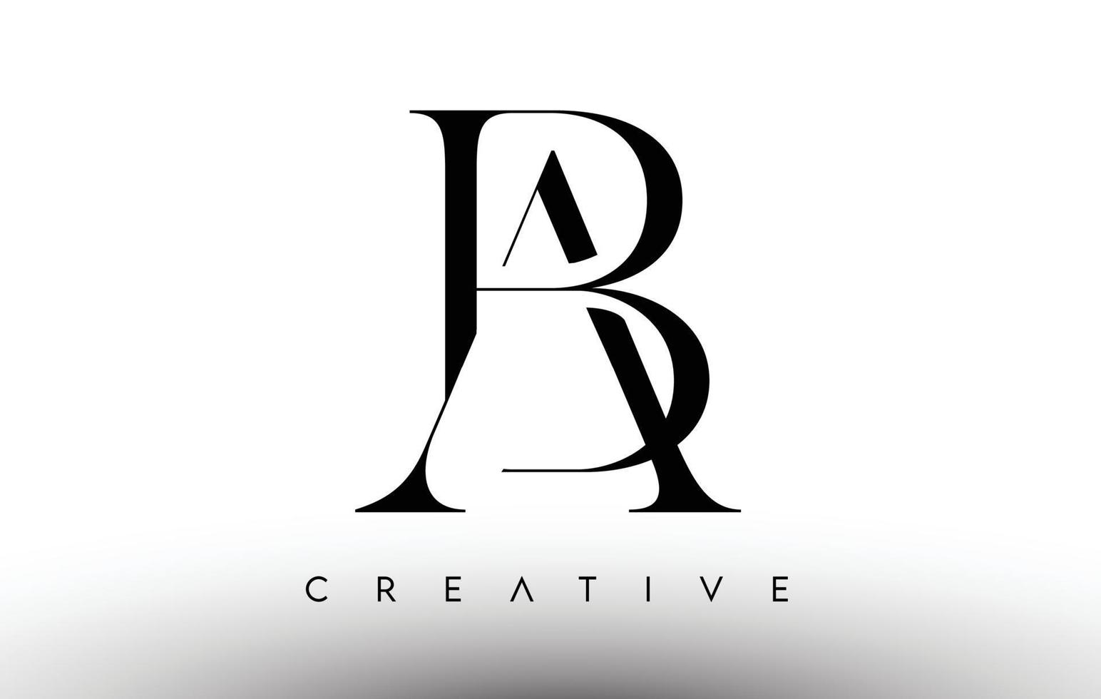 ab minimalistisk serif modern bokstavslogga i svart och vitt. ba kreativa serif logotyp design ikon vektor