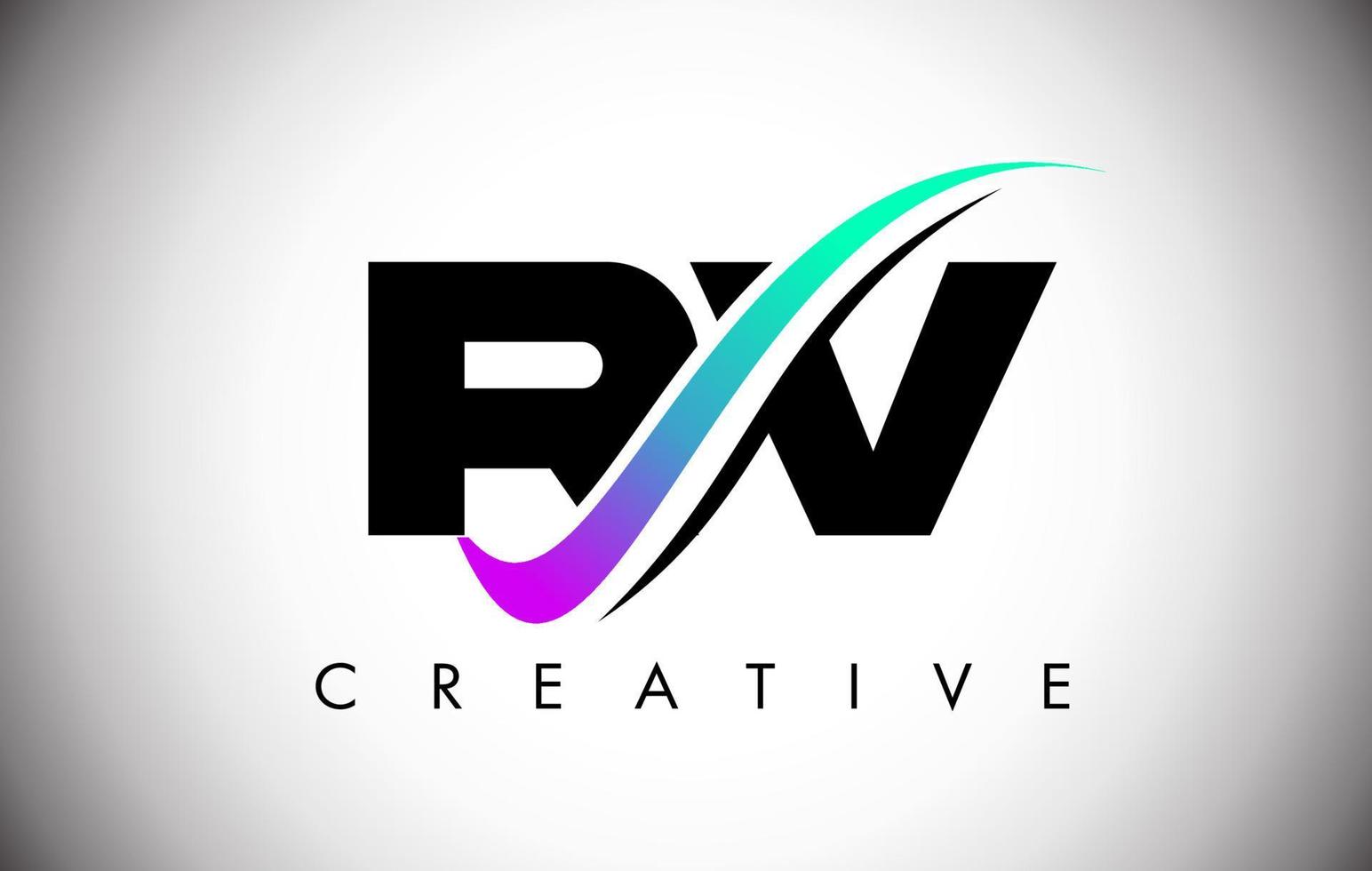 rv-Brief-Logo mit kreativer geschwungener Swoosh-Linie und kräftiger Schrift und lebendigen Farben vektor