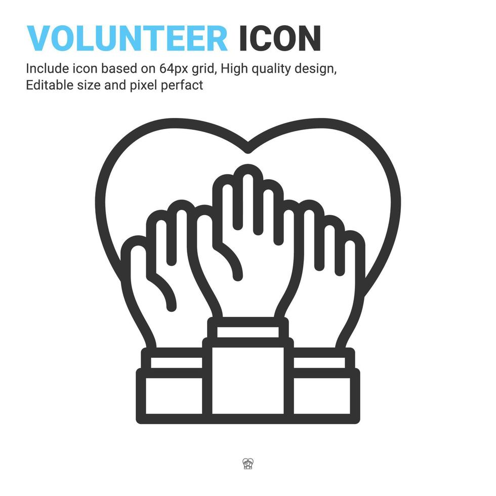 volontär ikon vektor med dispositionsstil isolerad på vit bakgrund. vektor illustration frivilligt tecken symbol ikon koncept för företag, finans, industri, företag, appar, webb och projekt