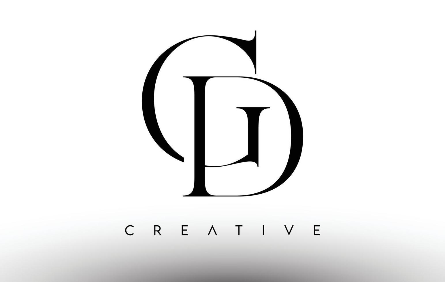 gd minimalistisk serif modern bokstavslogotyp i svart och vitt. gd creative serif logo design ikon vektor