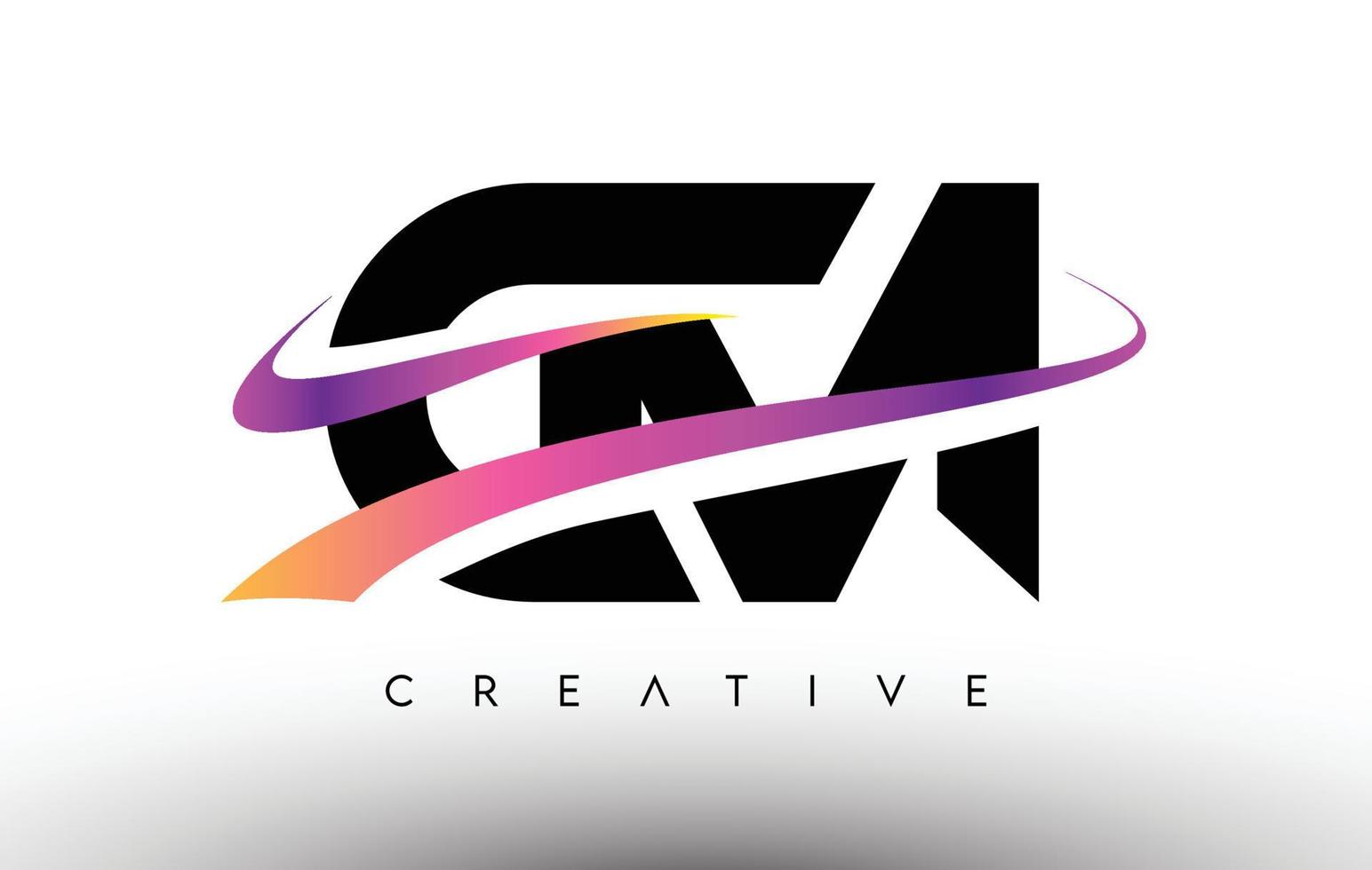 cm-Logo-Buchstaben-Design-Symbol. cm-Buchstaben mit bunten kreativen Swoosh-Linien vektor