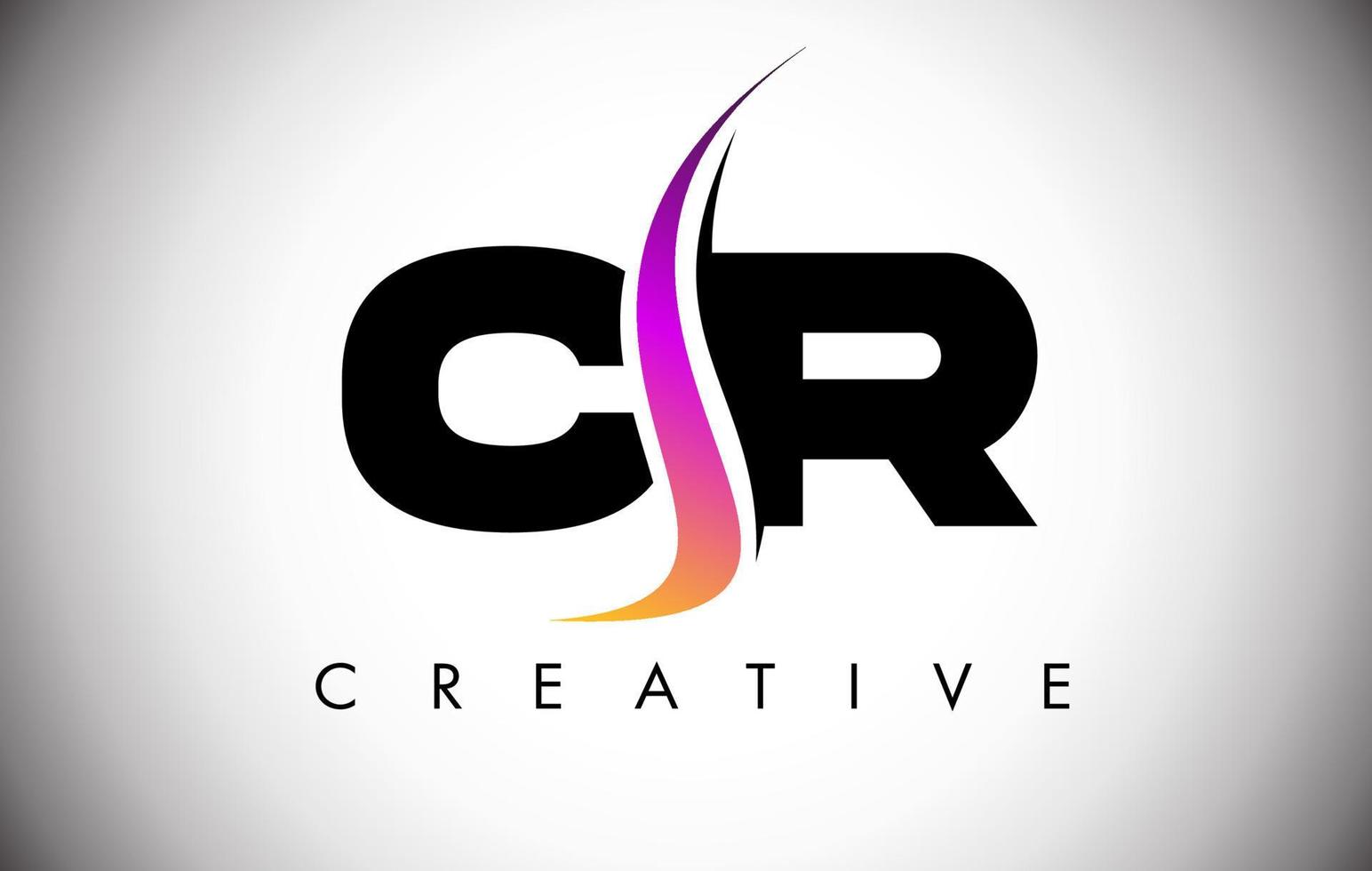 CR-Brief-Logo-Design mit kreativem Shoosh und modernem Look vektor