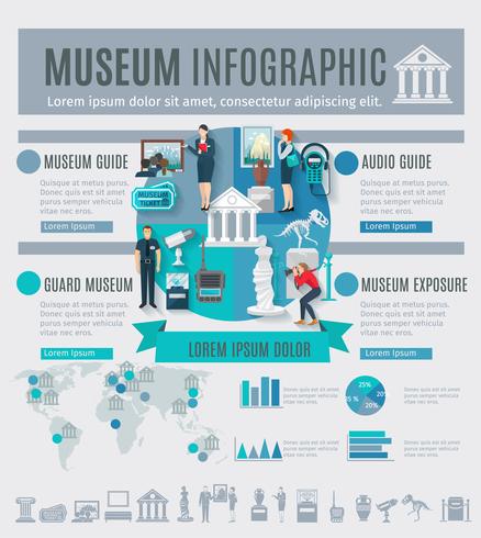 Museum Infografiken Set vektor