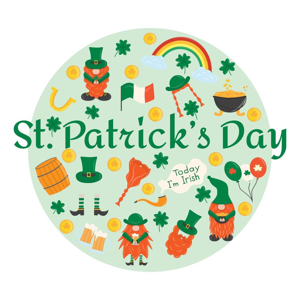 Elemente für St. Patricks Day Flat Vector Illustration eingestellt