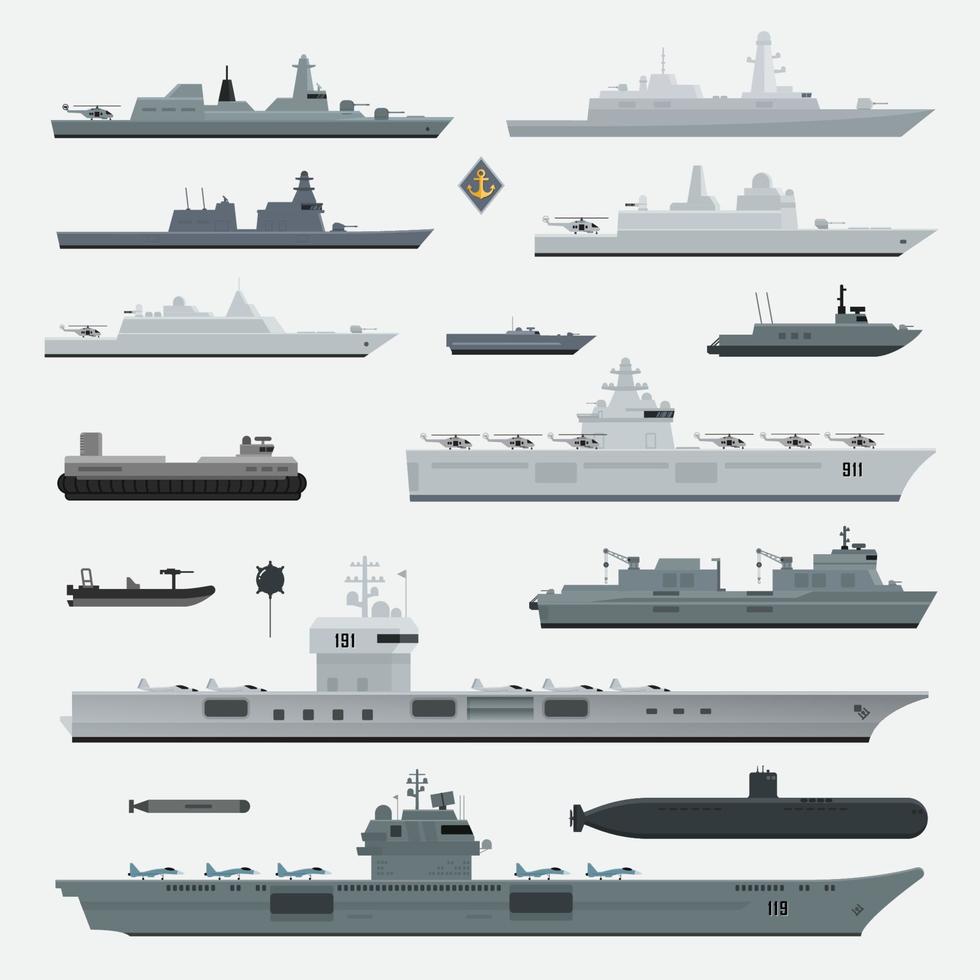 militärische Waffen des Marine-Schlachtschiffes. Vektor-Illustration vektor