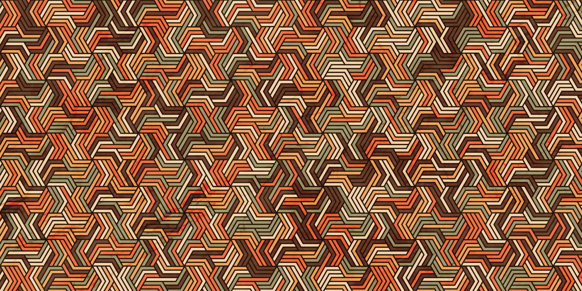 geometrisches Muster mit Streifen Wellenlinien orange Hintergrund vektor