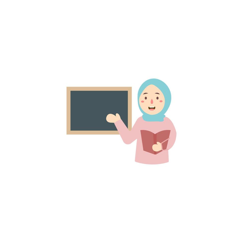 Mädchen mit Hijab-Charakter des Lehrers vektor