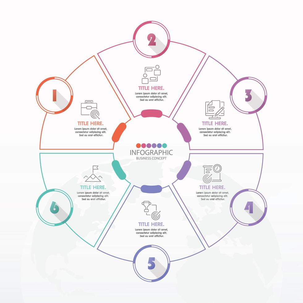 Grundlegende Kreis-Infografik-Vorlage mit 6 Schritten. vektor