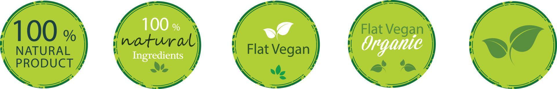 Vegan-Icon-Set. Bio, Ökologie, Bio-Logos und Symbol, Label, Tag. grünes Blatt-Symbol auf weißem Hintergrund. vektor