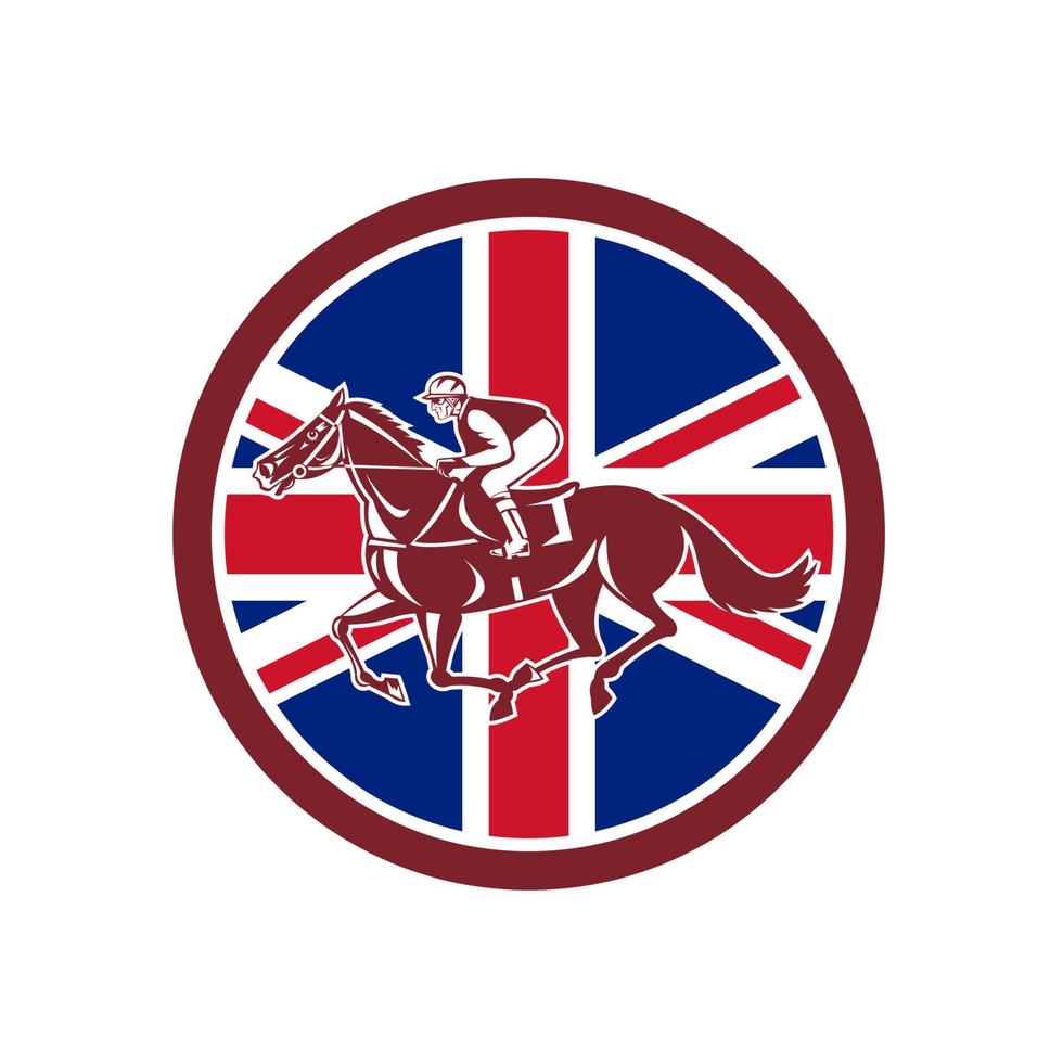 britisches pferderennen maskottchen im retro-stil vektor