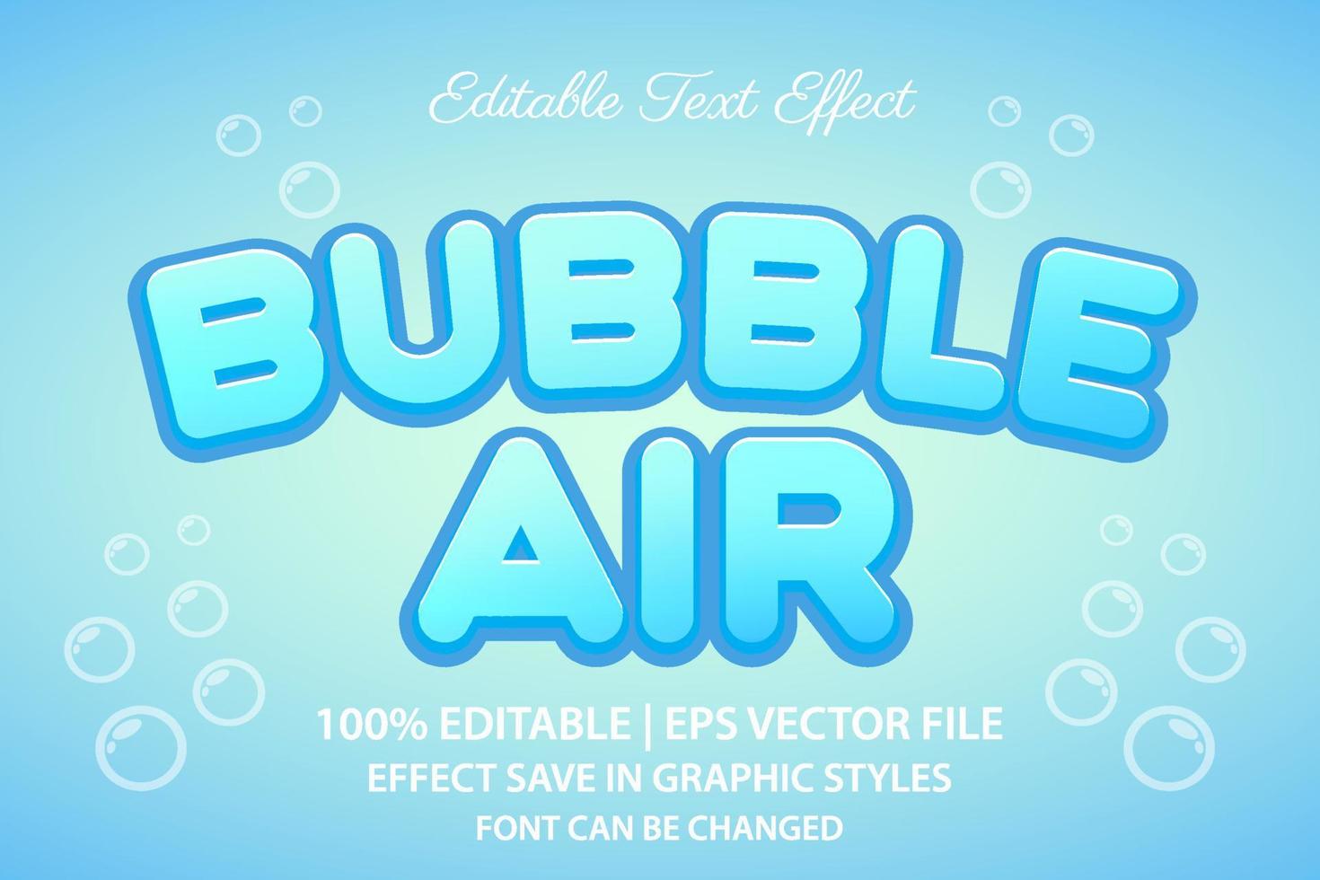 Bubble Air 3D bearbeitbarer Texteffekt vektor