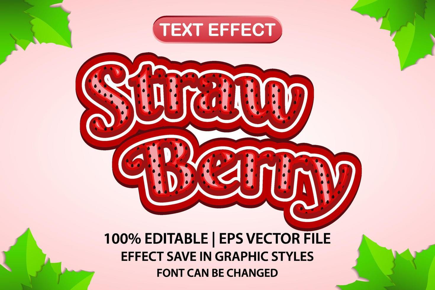 strawberry 3d redigerbar texteffekt vektor