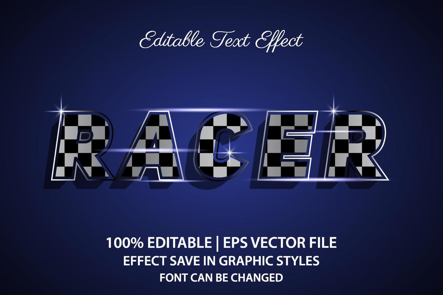 Racer 3d bearbeitbarer Texteffekt vektor