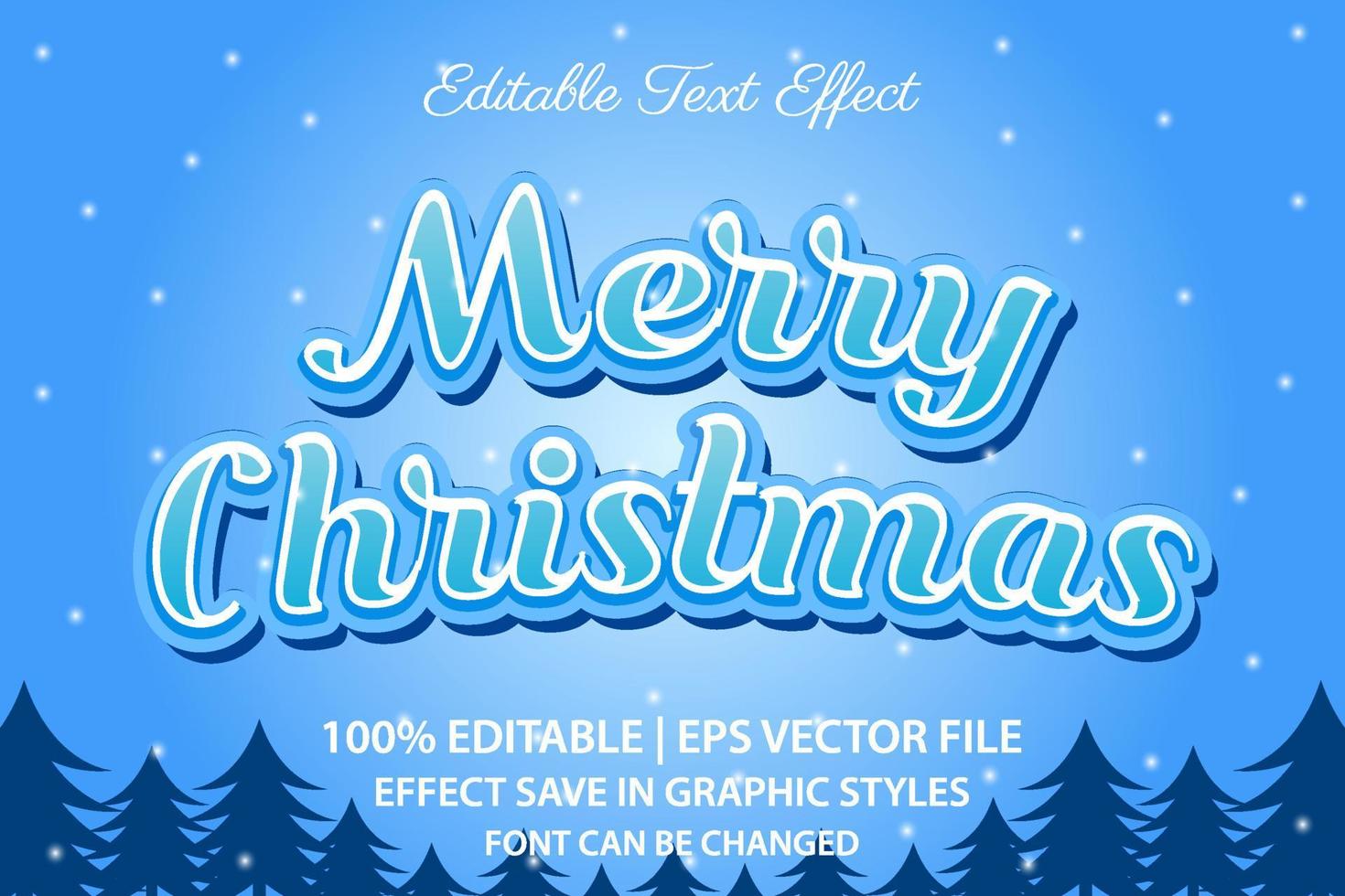 Frohe Weihnachten bearbeitbarer Texteffekt 3D-Stil vektor