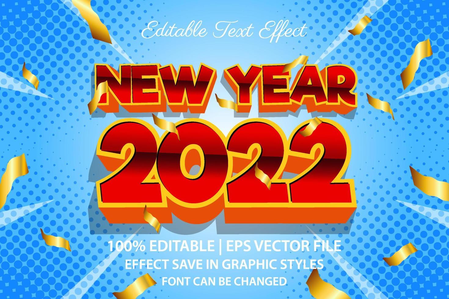 Frohes neues Jahr 2022 bearbeitbarer Texteffekt 3D-Stil vektor