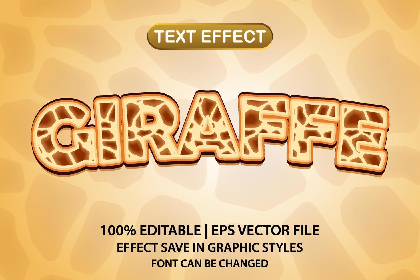 Giraffe 3d bearbeitbarer Texteffekt vektor
