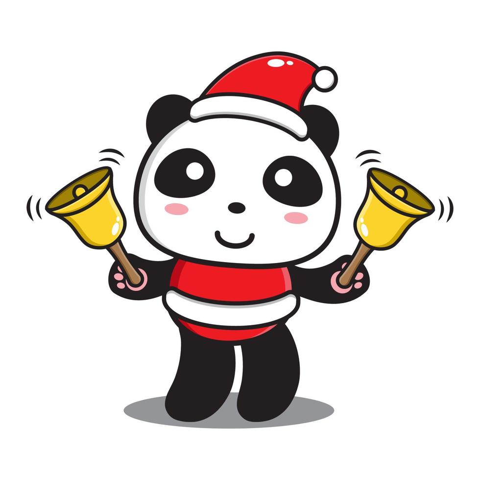 söt tecknad panda firar jul vektor