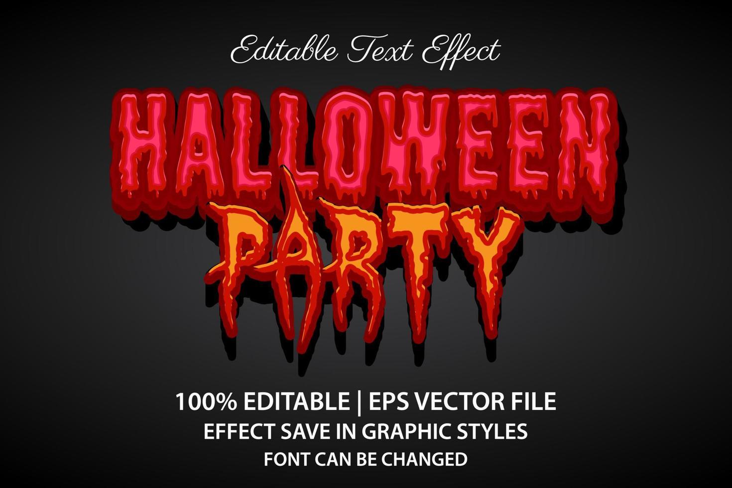 halloween party 3d redigerbar texteffekt vektor