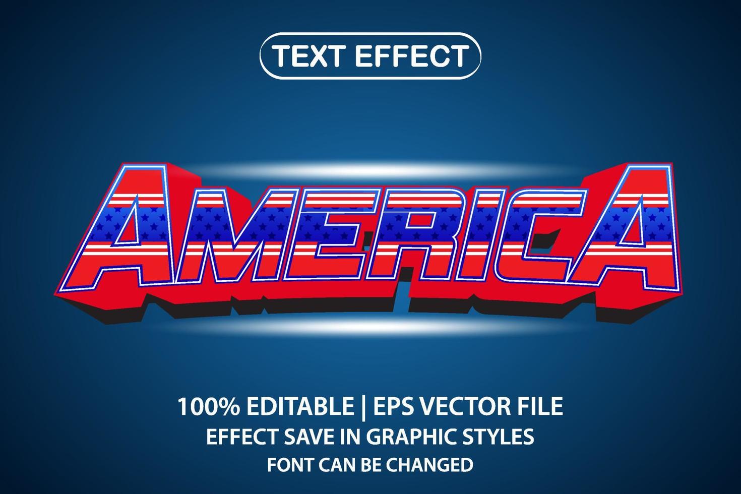 Amerika 3D bearbeitbarer Texteffekt vektor